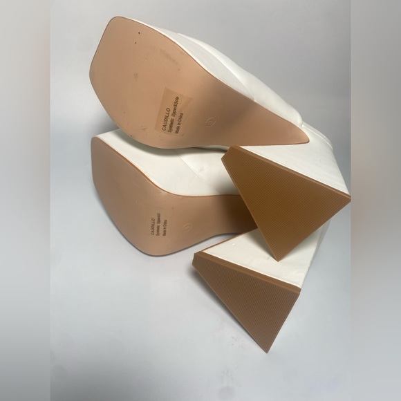 Lemon Drop White Platform Block Heel Mules - Picture 4 of 12